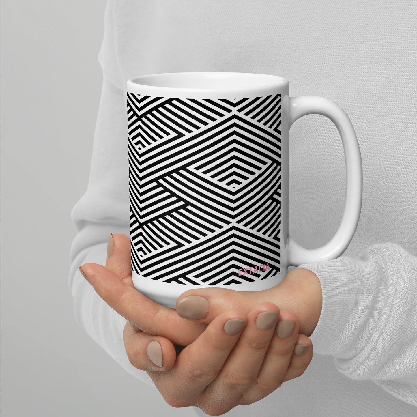 Mug en céramique – Blanc & Noir – Formats 11, 15, 20 oz, design élégant pour bureau & cuisine - Graphique