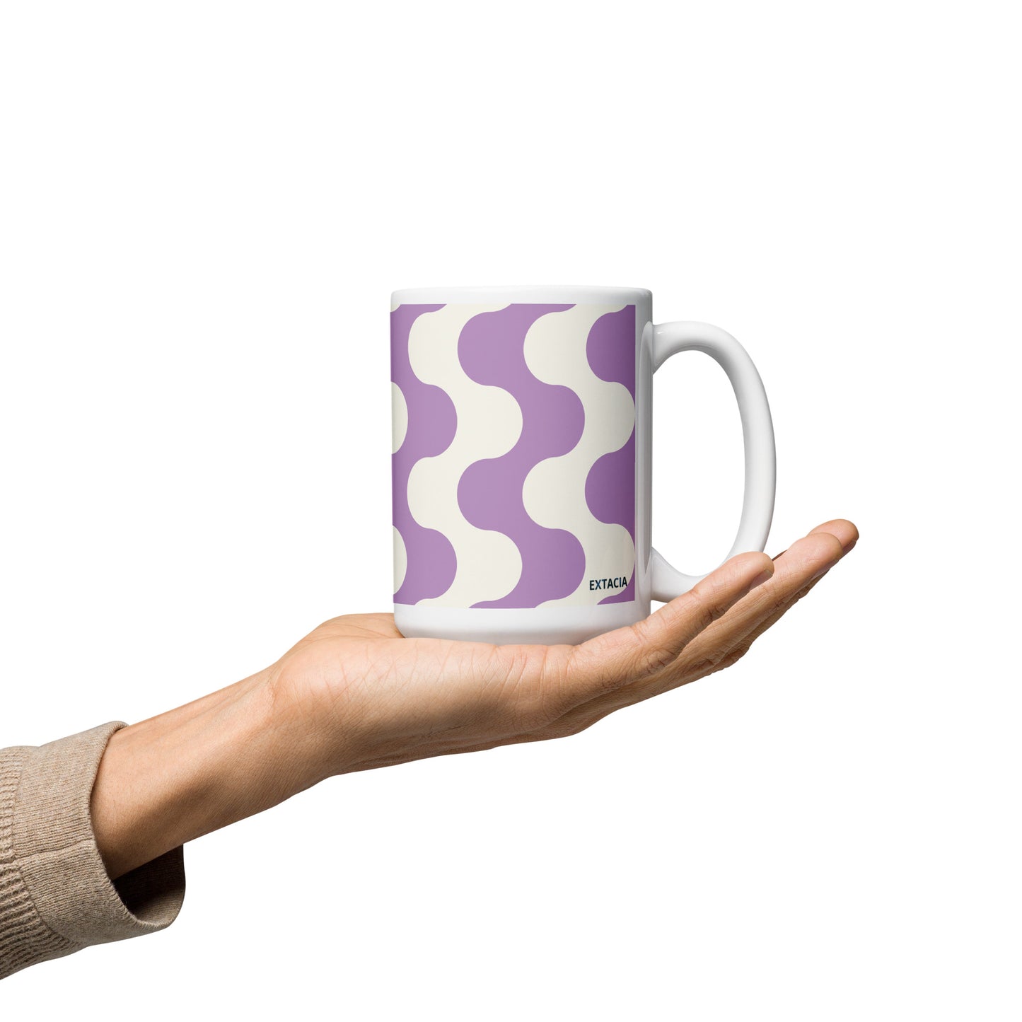 Mug en céramique – Blanc & Violet – Formats 11, 15, 20 oz, design élégant pour bureau & cuisine – Graphique