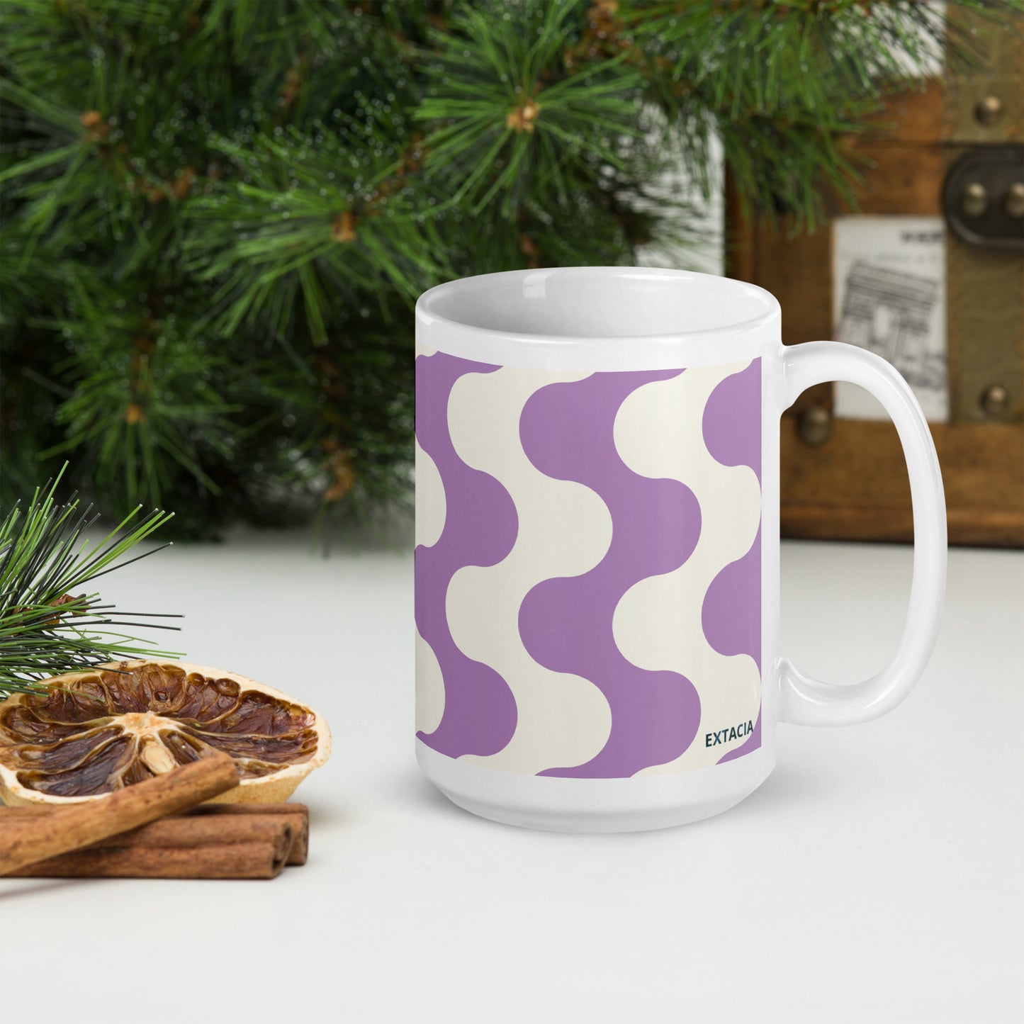Mug en céramique – Blanc & Violet – Formats 11, 15, 20 oz, design élégant pour bureau & cuisine – Graphique