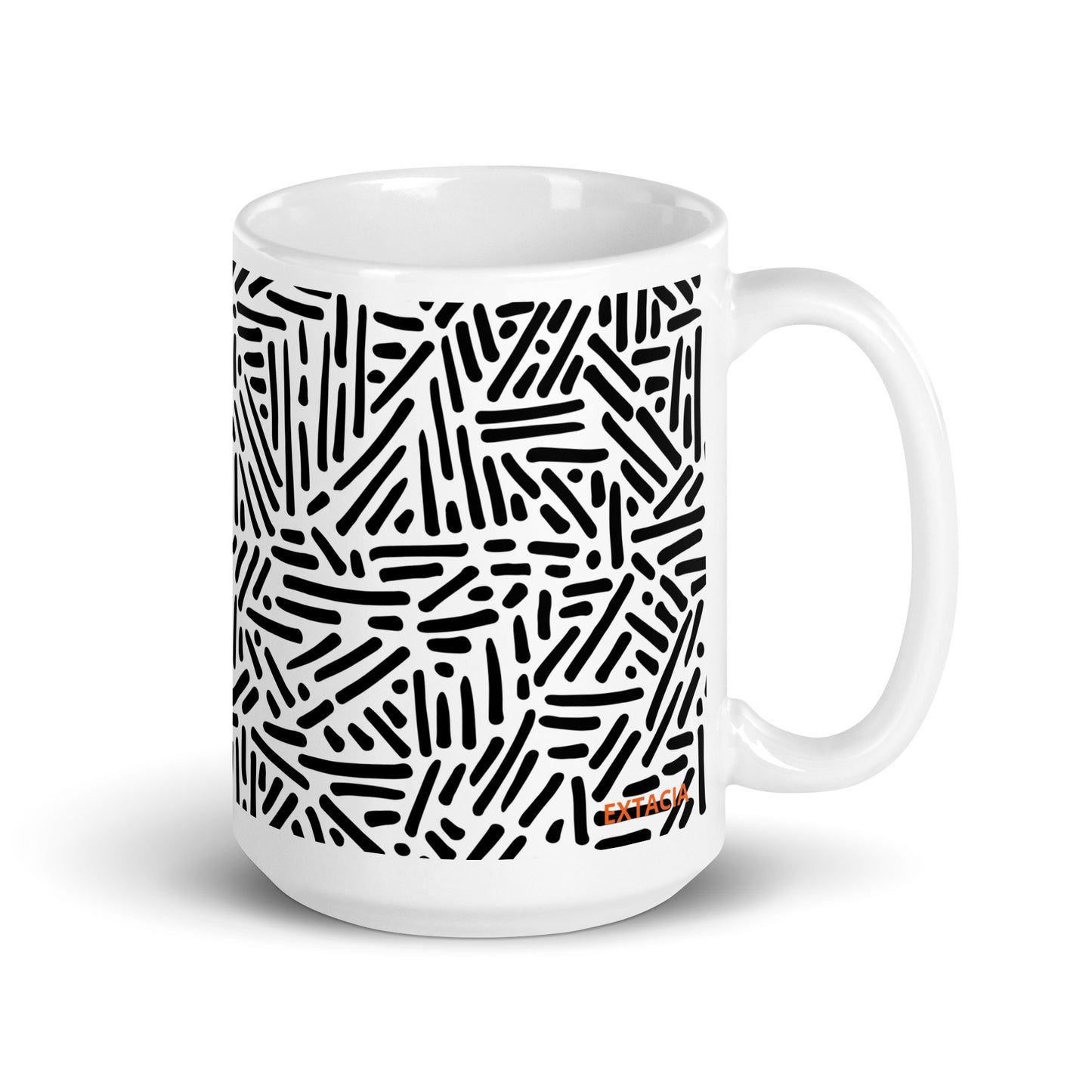 Mug en céramique – Blanc & Noir – Formats 11, 15, 20 oz, design élégant pour bureau & cuisine - Dessin Traits & Points