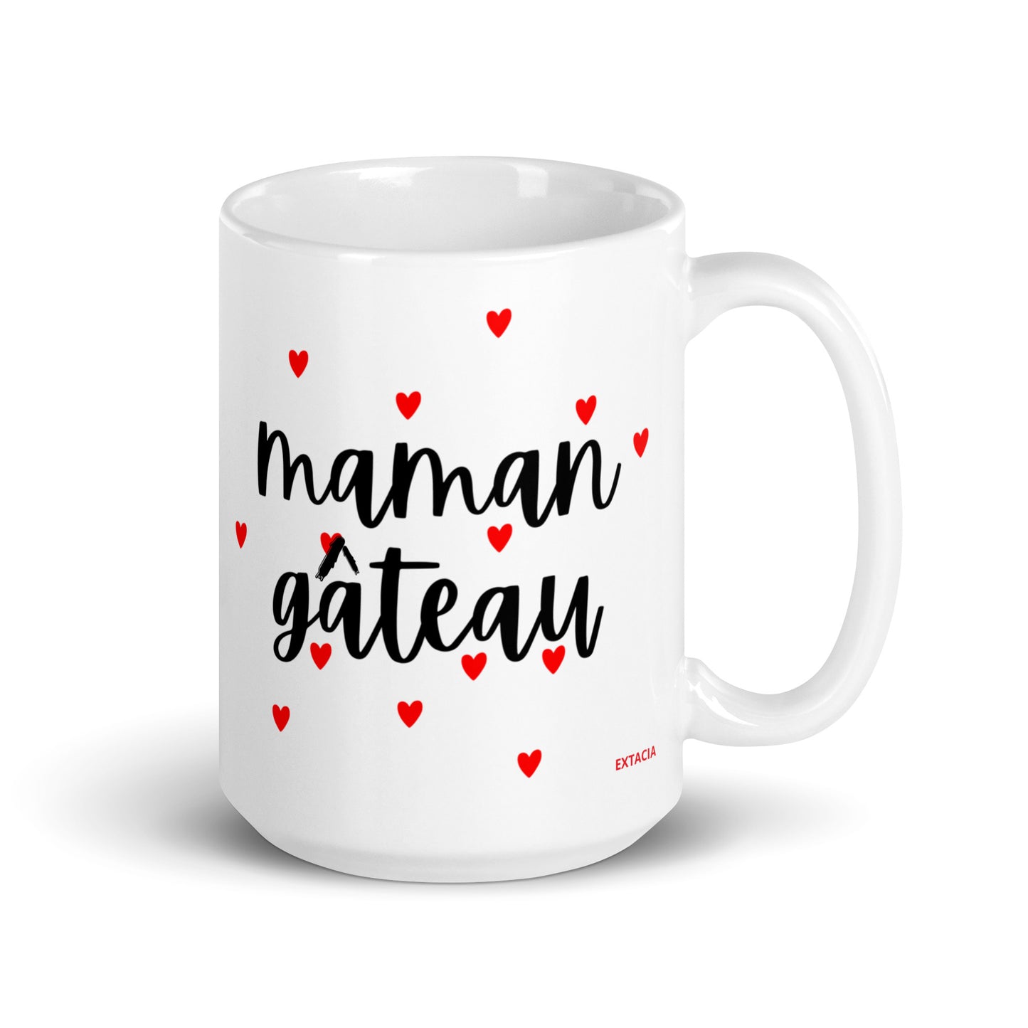 Mug en céramique – Blanc – Formats 11, 15, 20 oz, design élégant pour bureau & cuisine – Maman Gâteau