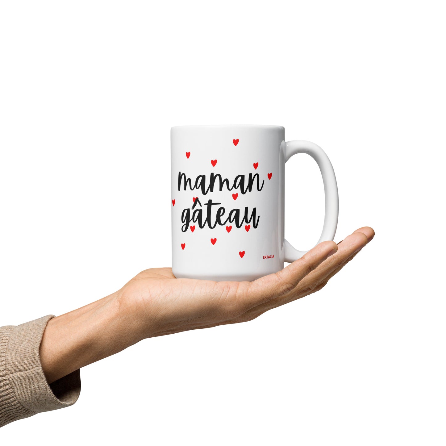 Mug en céramique – Blanc – Formats 11, 15, 20 oz, design élégant pour bureau & cuisine – Maman Gâteau