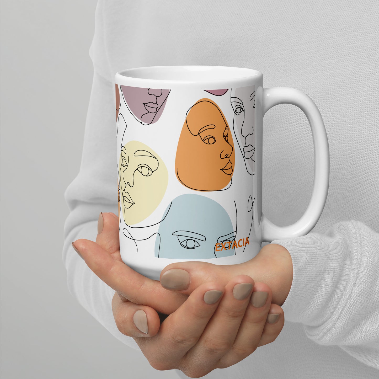 Mug en céramique – Multicouleur – Formats 11, 15, 20 oz, design élégant pour bureau & cuisine – Calligraphie Minimaliste