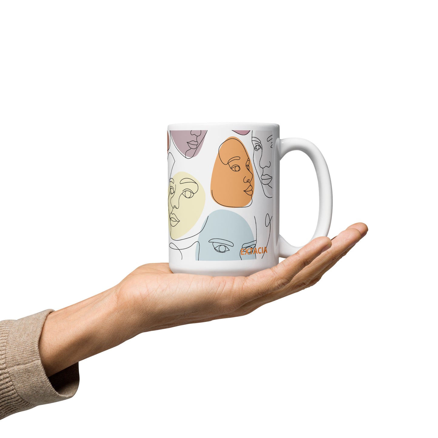 Mug en céramique – Multicouleur – Formats 11, 15, 20 oz, design élégant pour bureau & cuisine – Calligraphie Minimaliste