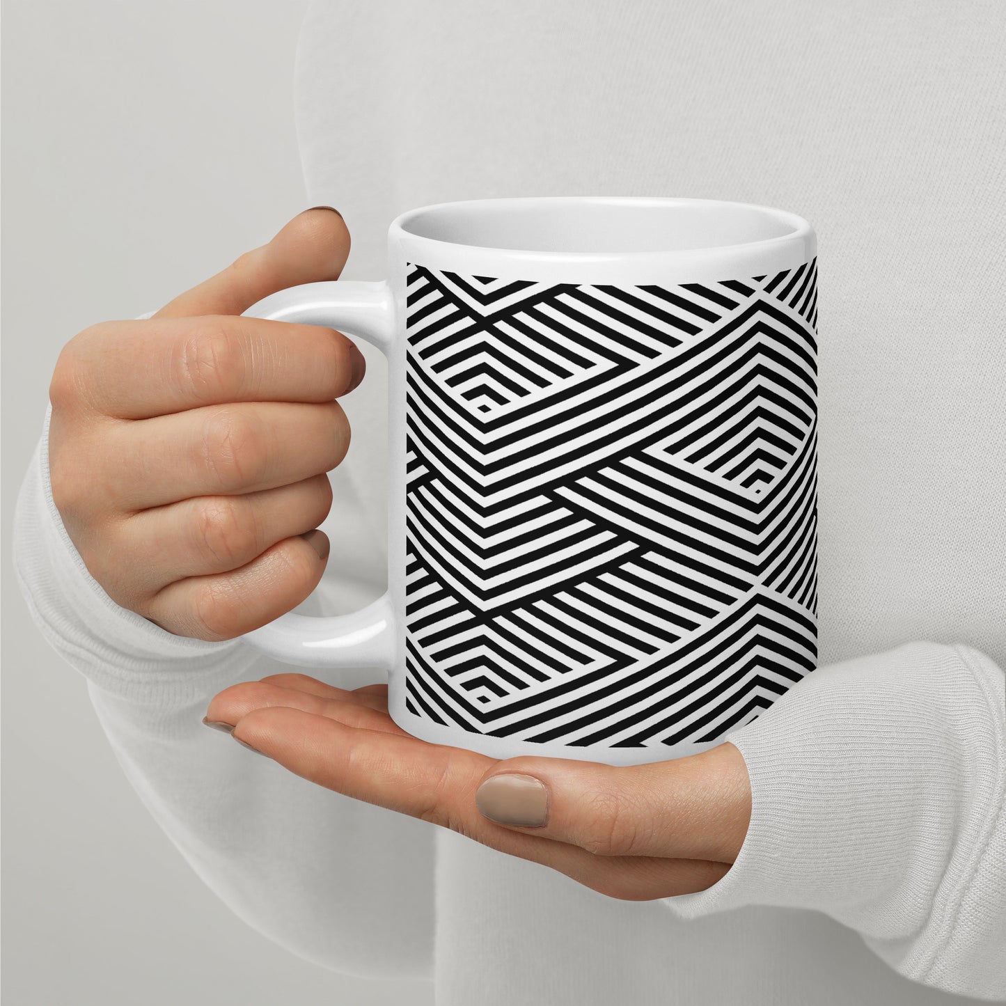 Mug en céramique – Blanc & Noir – Formats 11, 15, 20 oz, design élégant pour bureau & cuisine - Graphique