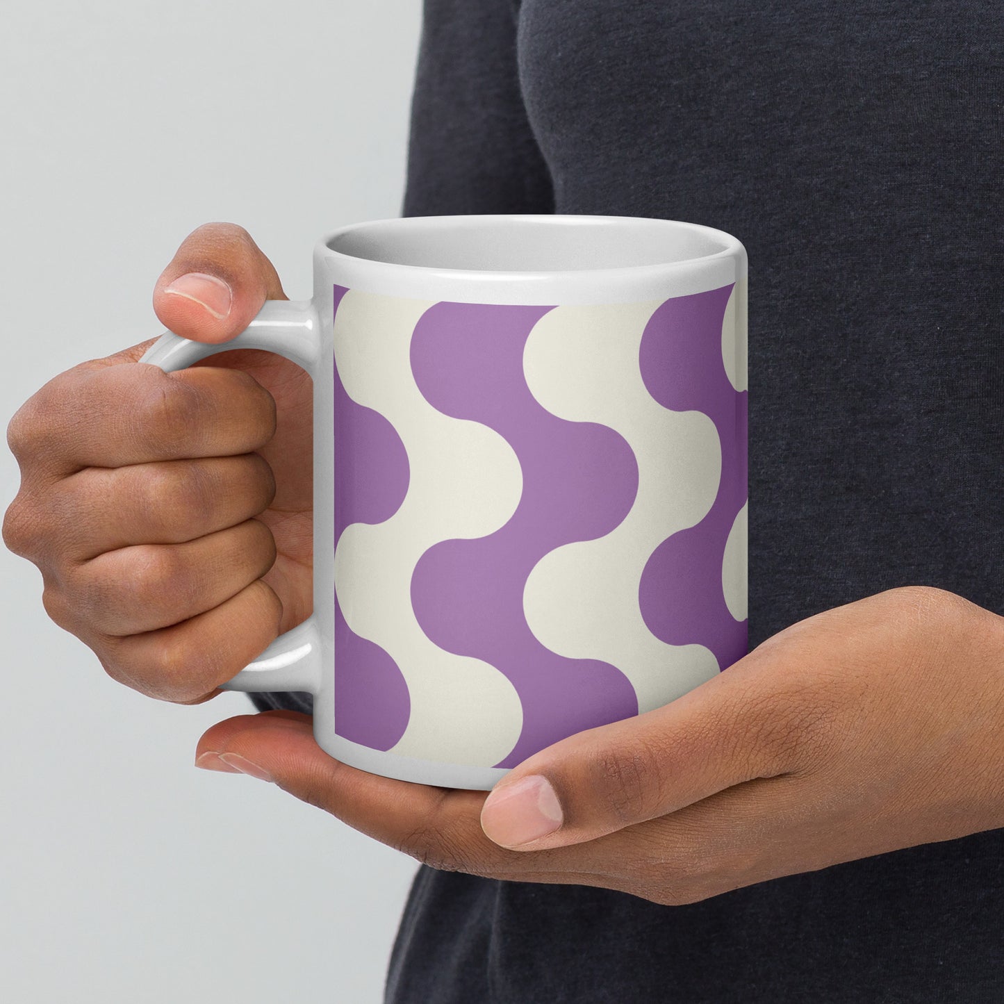 Mug en céramique – Blanc & Violet – Formats 11, 15, 20 oz, design élégant pour bureau & cuisine – Graphique