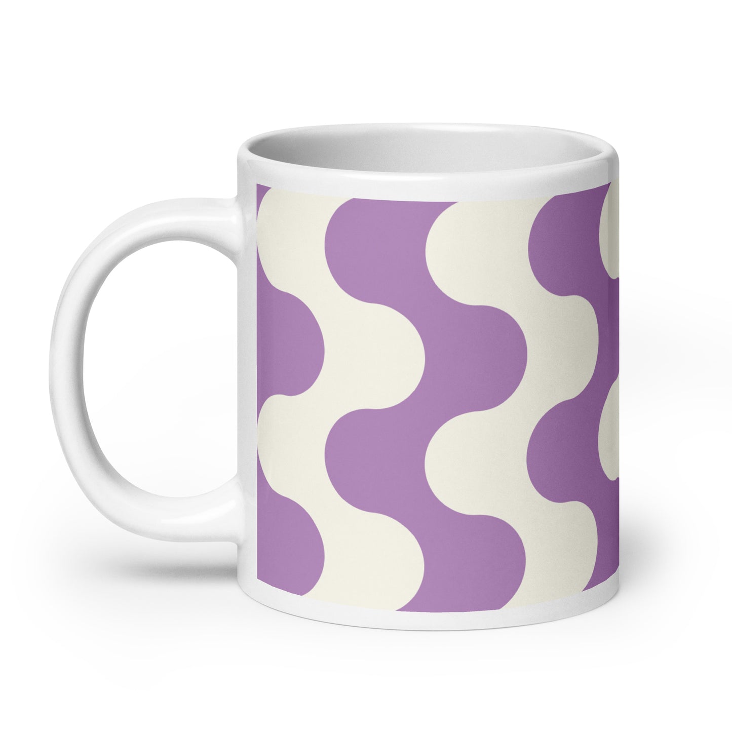 Mug en céramique – Blanc & Violet – Formats 11, 15, 20 oz, design élégant pour bureau & cuisine – Graphique