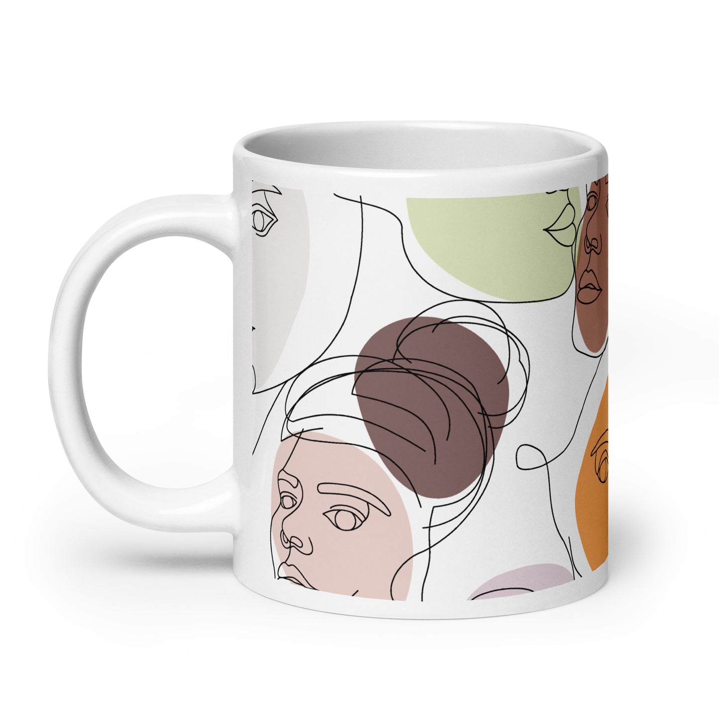Mug en céramique – Multicouleur – Formats 11, 15, 20 oz, design élégant pour bureau & cuisine – Calligraphie Minimaliste