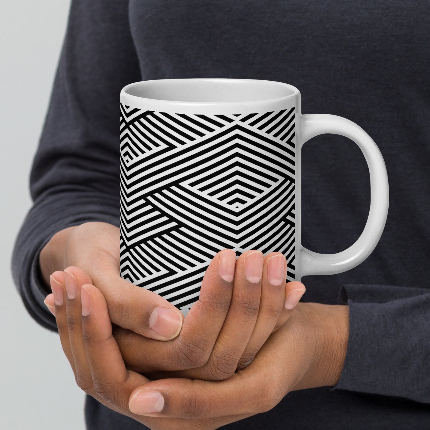 Mug en céramique – Blanc & Noir – Formats 11, 15, 20 oz, design élégant pour bureau & cuisine - Graphique