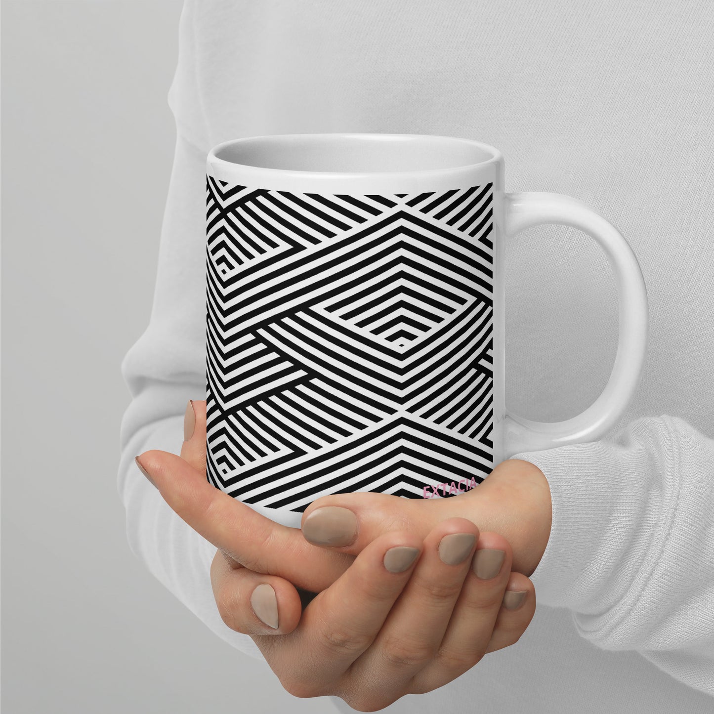 Mug en céramique – Blanc & Noir – Formats 11, 15, 20 oz, design élégant pour bureau & cuisine - Graphique