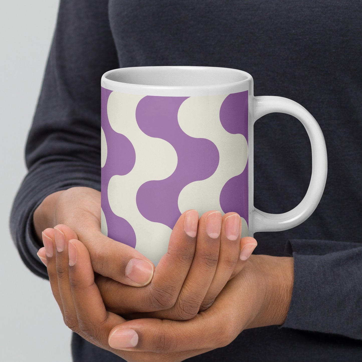 Mug en céramique – Blanc & Violet – Formats 11, 15, 20 oz, design élégant pour bureau & cuisine – Graphique