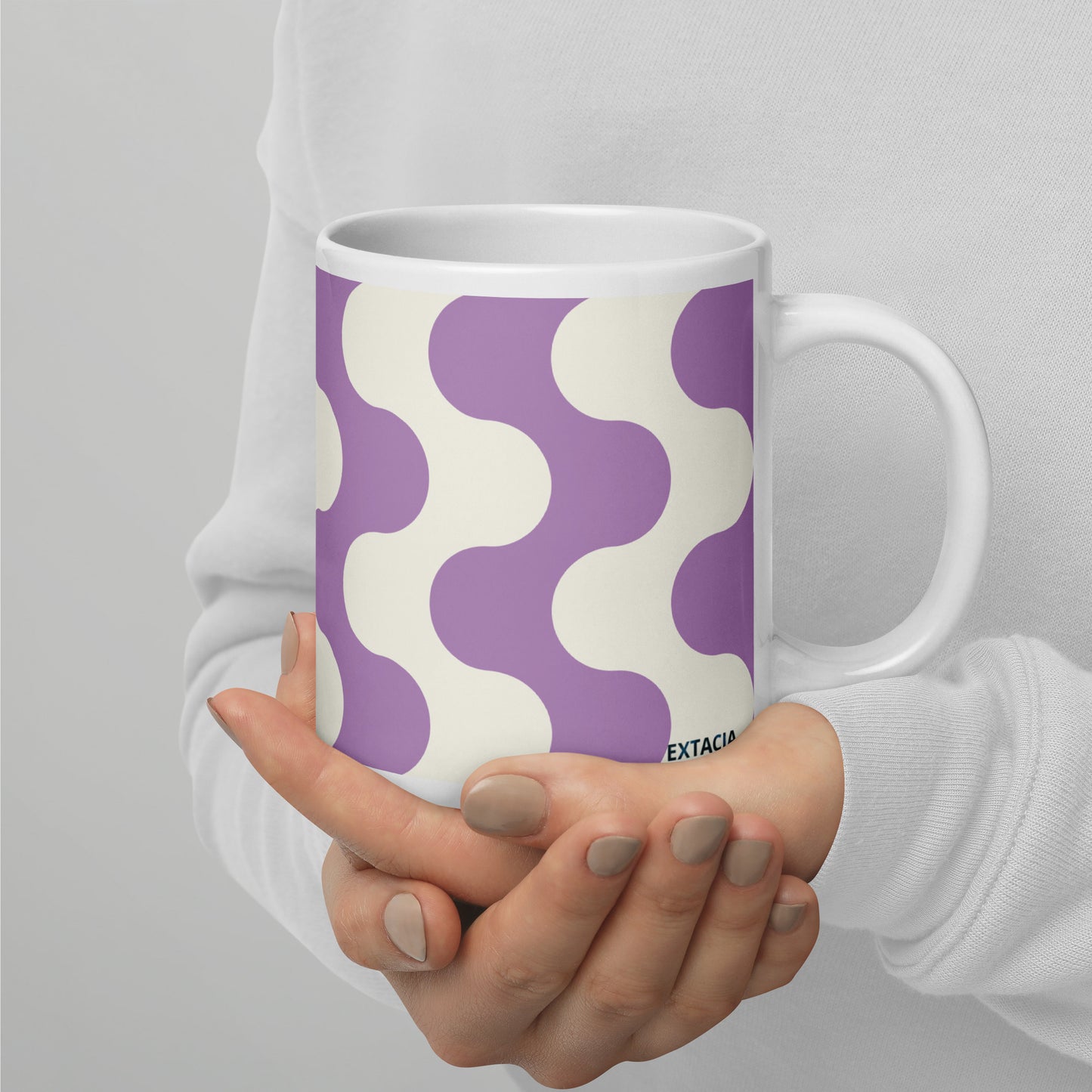 Mug en céramique – Blanc & Violet – Formats 11, 15, 20 oz, design élégant pour bureau & cuisine – Graphique