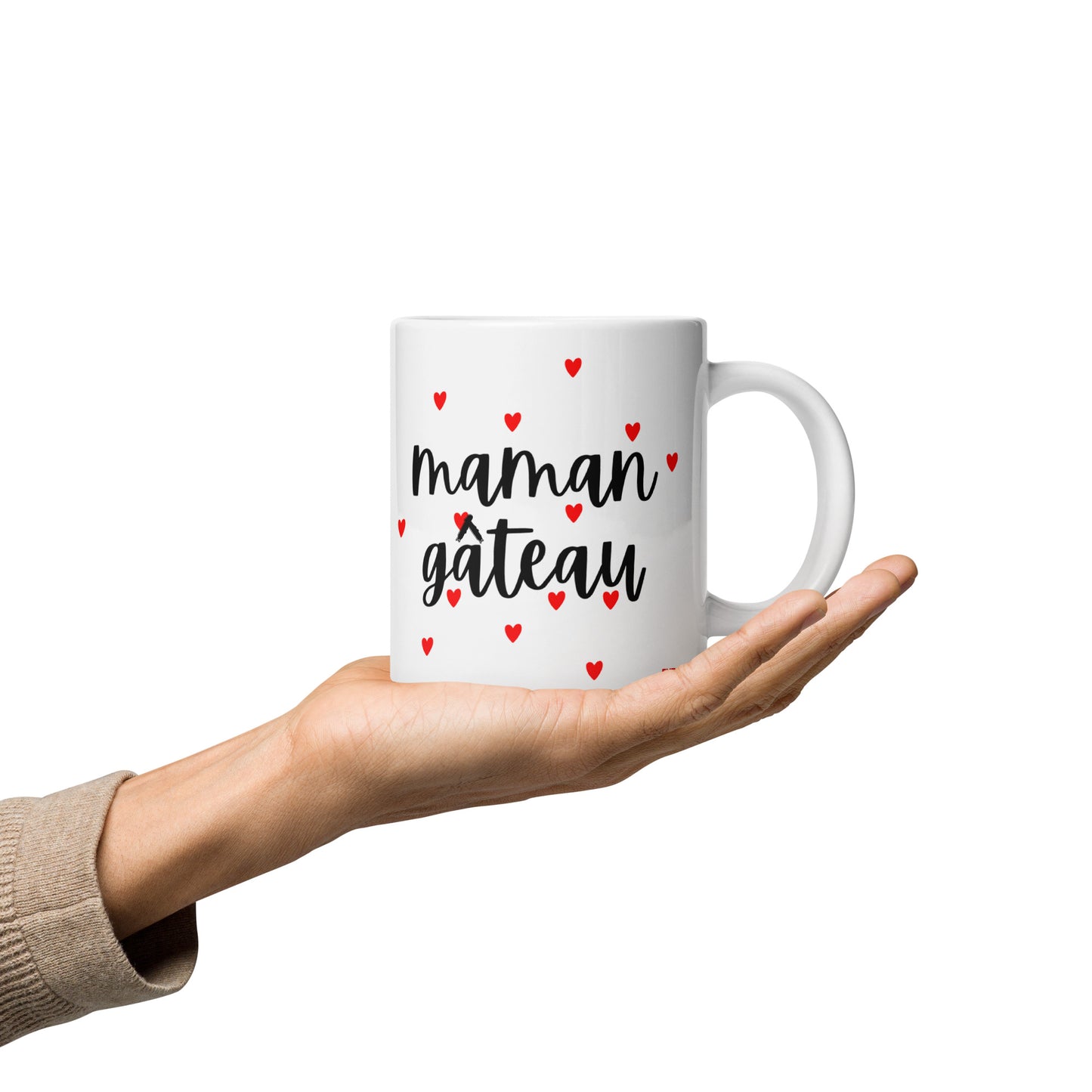 Mug en céramique – Blanc – Formats 11, 15, 20 oz, design élégant pour bureau & cuisine – Maman Gâteau