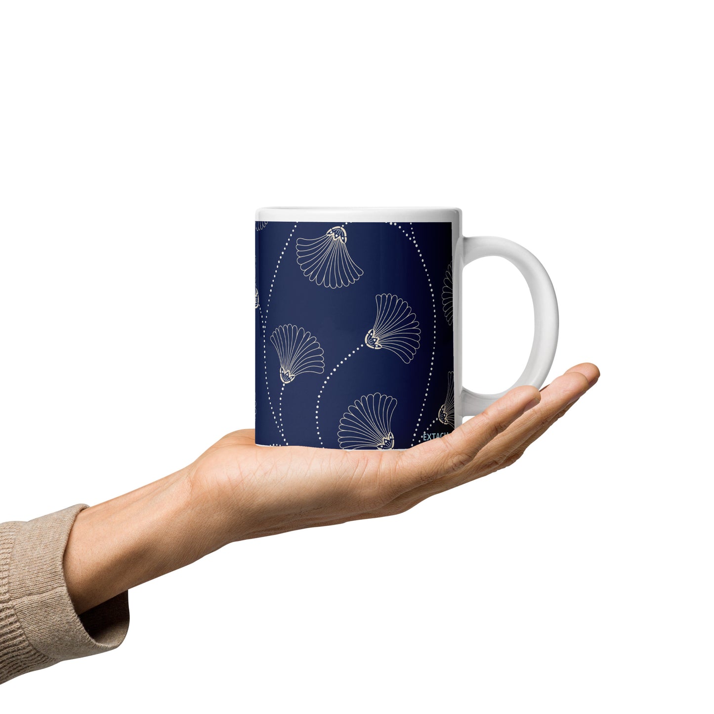 Mug en céramique – Bleu Fleuri – Formats 11, 15, 20 oz, design élégant pour bureau & cuisine - Minimaliste