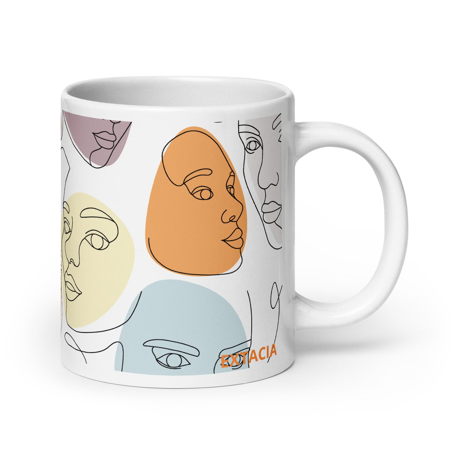 Mug en céramique – Multicouleur – Formats 11, 15, 20 oz, design élégant pour bureau & cuisine – Calligraphie Minimaliste