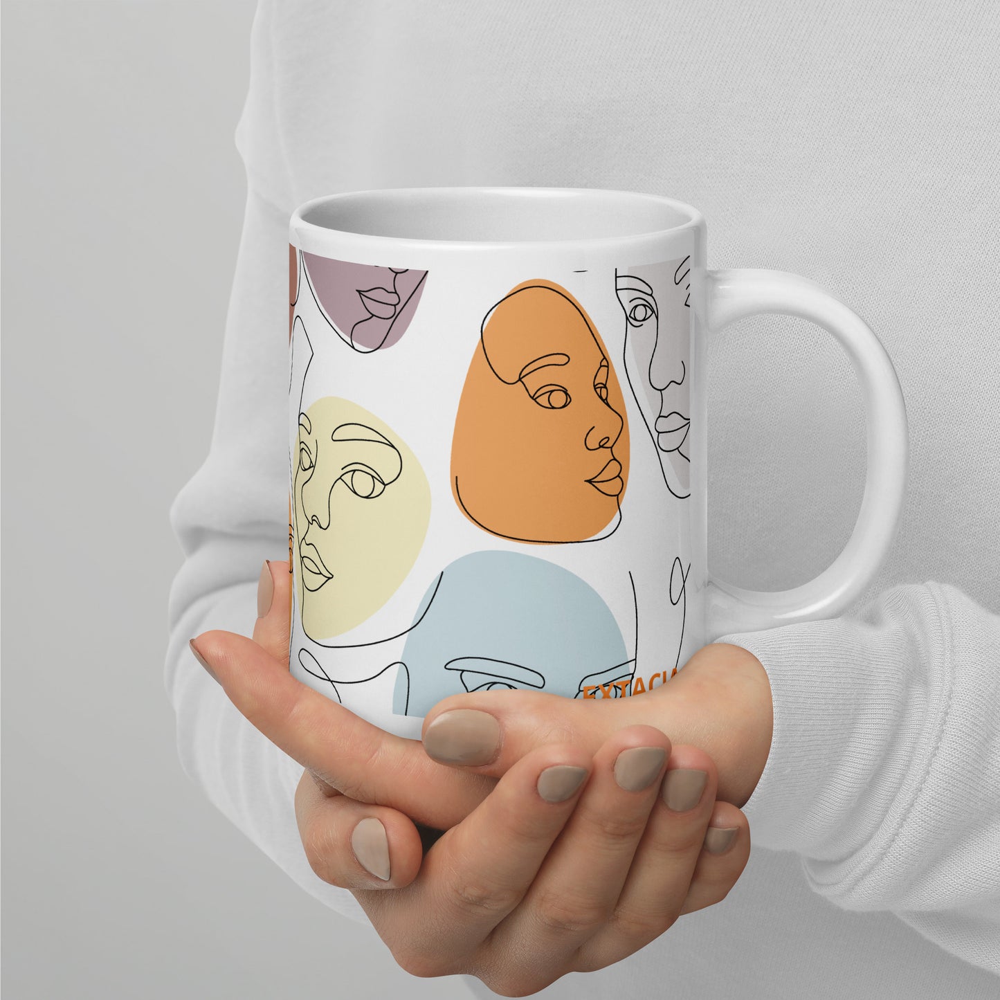 Mug en céramique – Multicouleur – Formats 11, 15, 20 oz, design élégant pour bureau & cuisine – Calligraphie Minimaliste