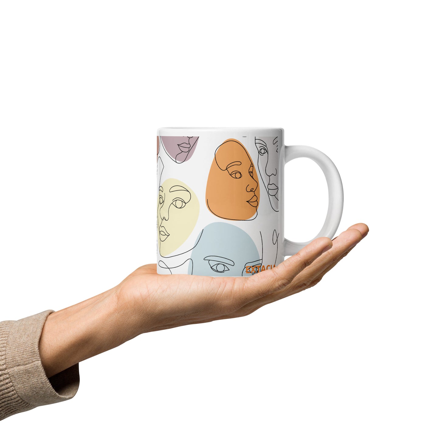 Mug en céramique – Multicouleur – Formats 11, 15, 20 oz, design élégant pour bureau & cuisine – Calligraphie Minimaliste