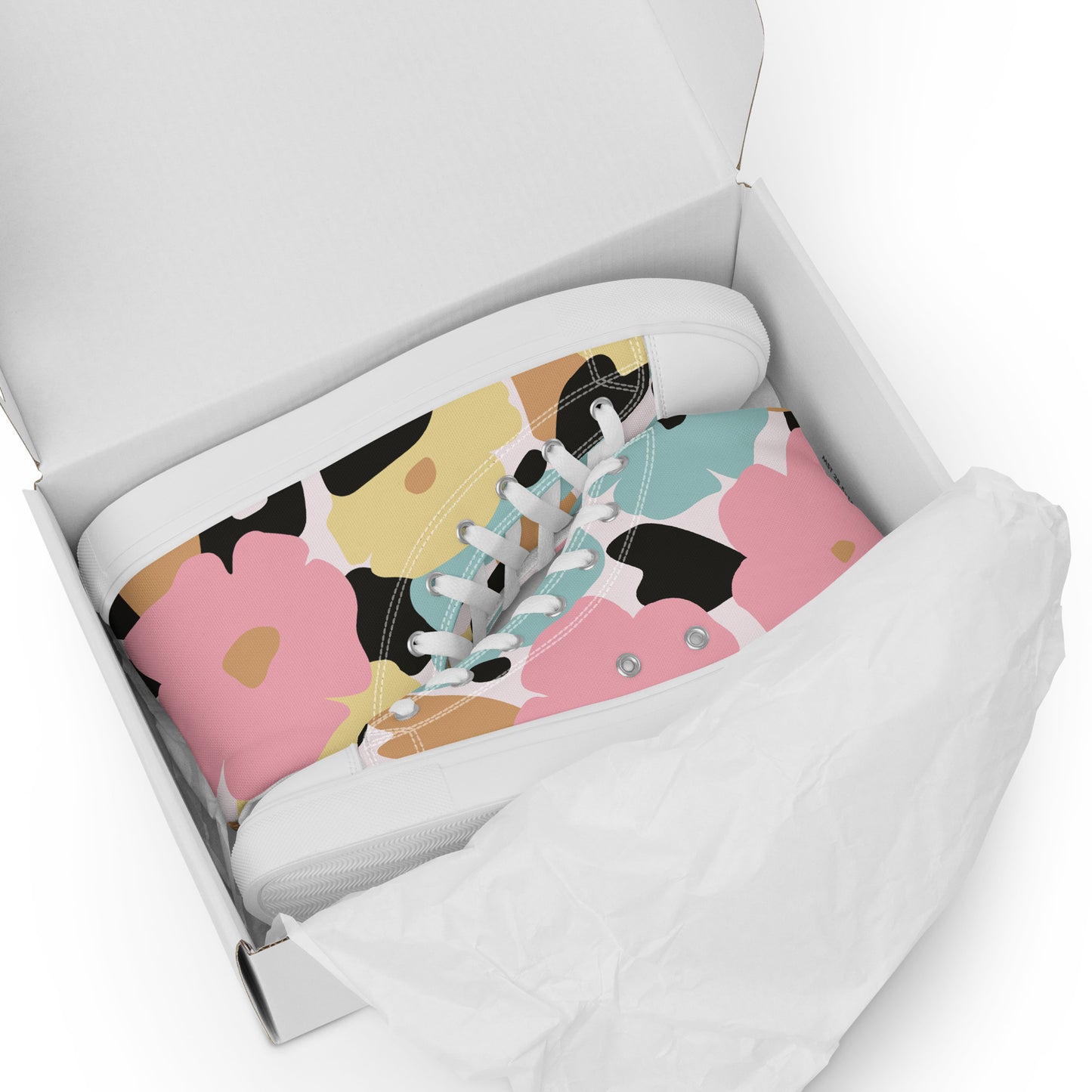 Baskets hautes en toile femme - Fleuri, Pastel – Légères et confortables – Minimaliste