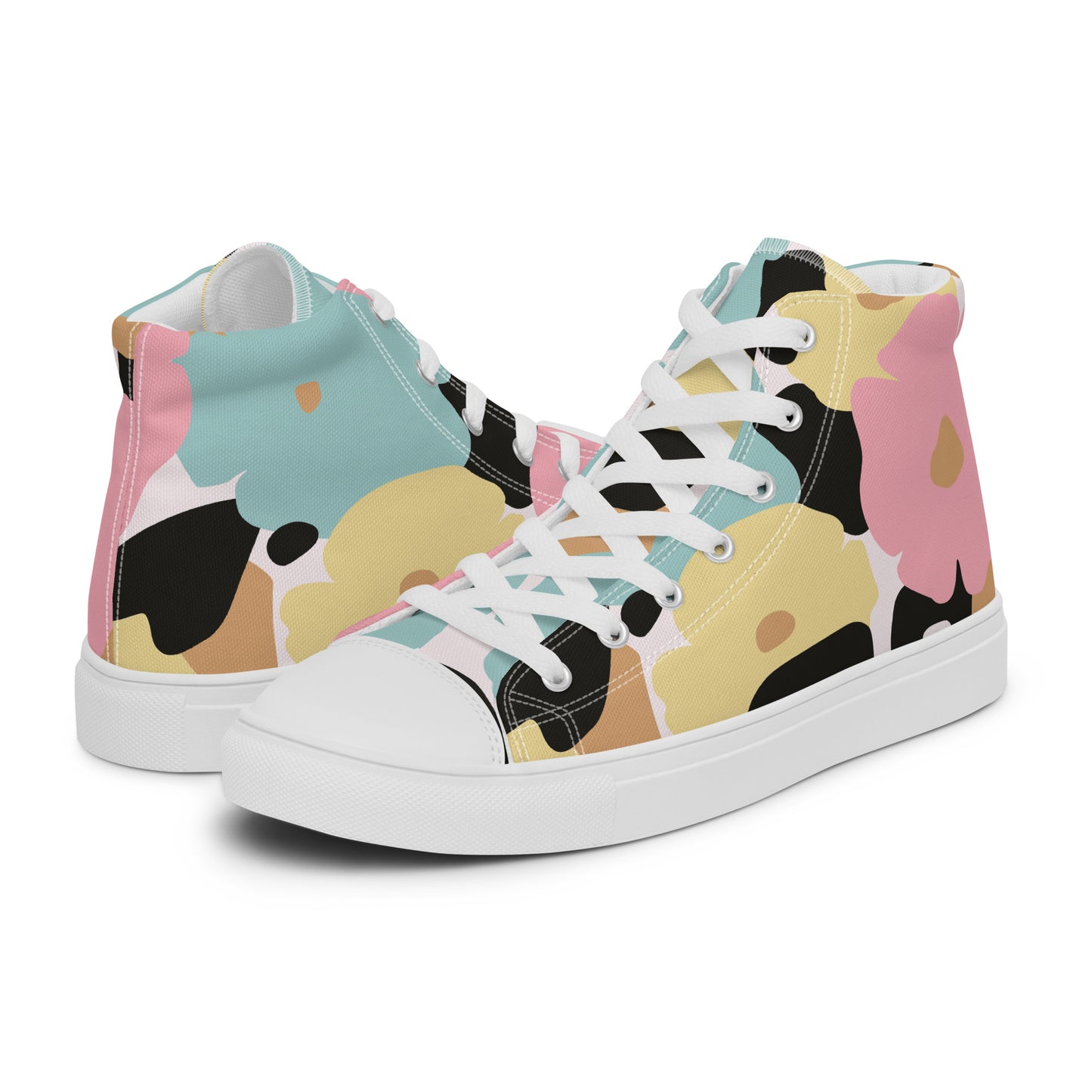 Baskets hautes en toile femme - Fleuri, Pastel – Légères et confortables – Minimaliste