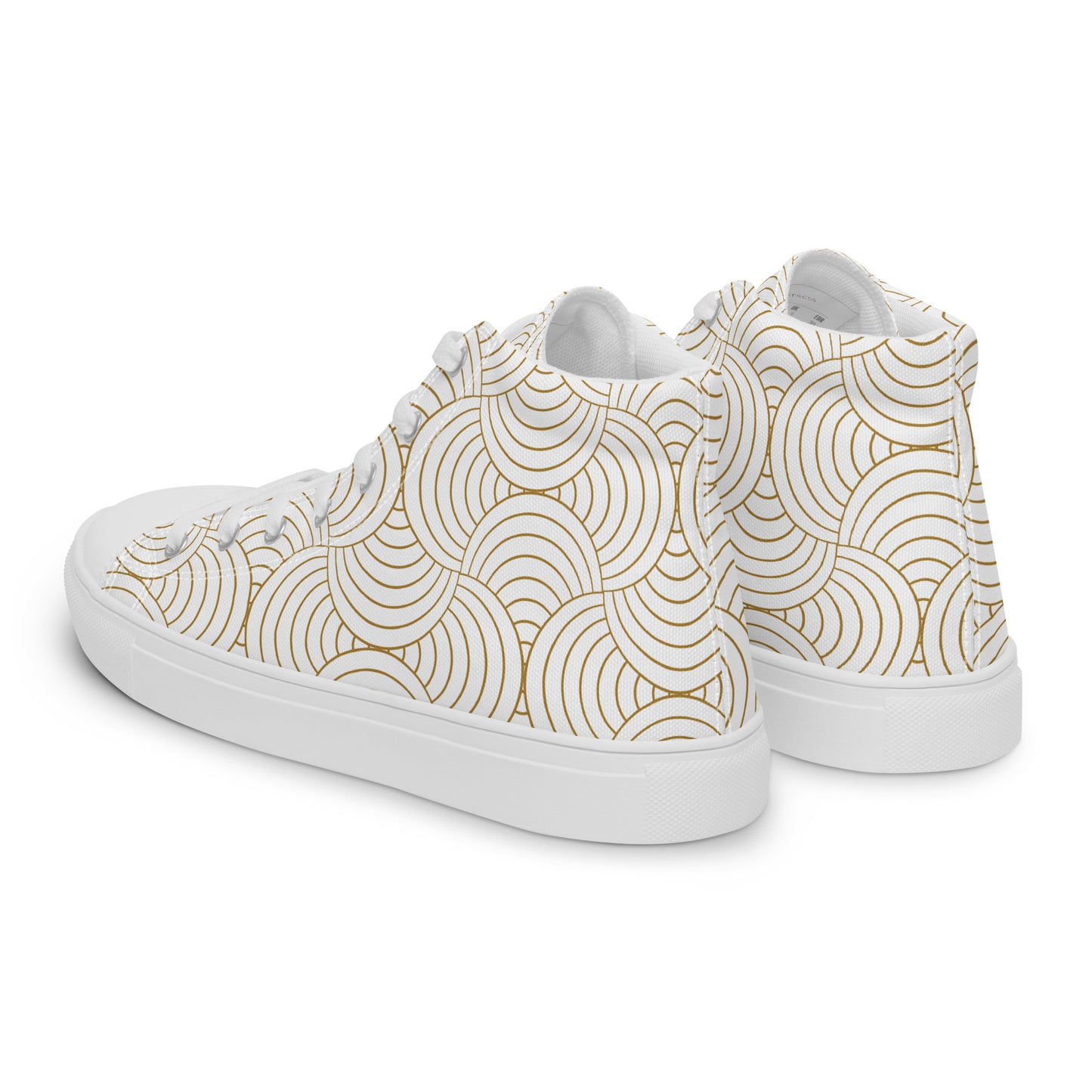 Baskets hautes en toile femme - Blanc et Or – Légères et confortables – Graphique