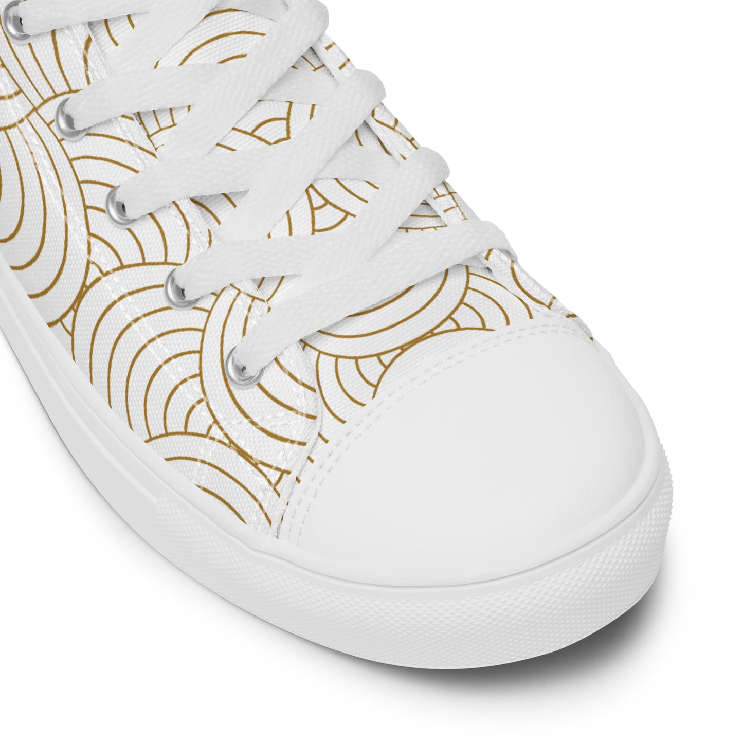 Baskets hautes en toile femme - Blanc et Or – Légères et confortables – Graphique