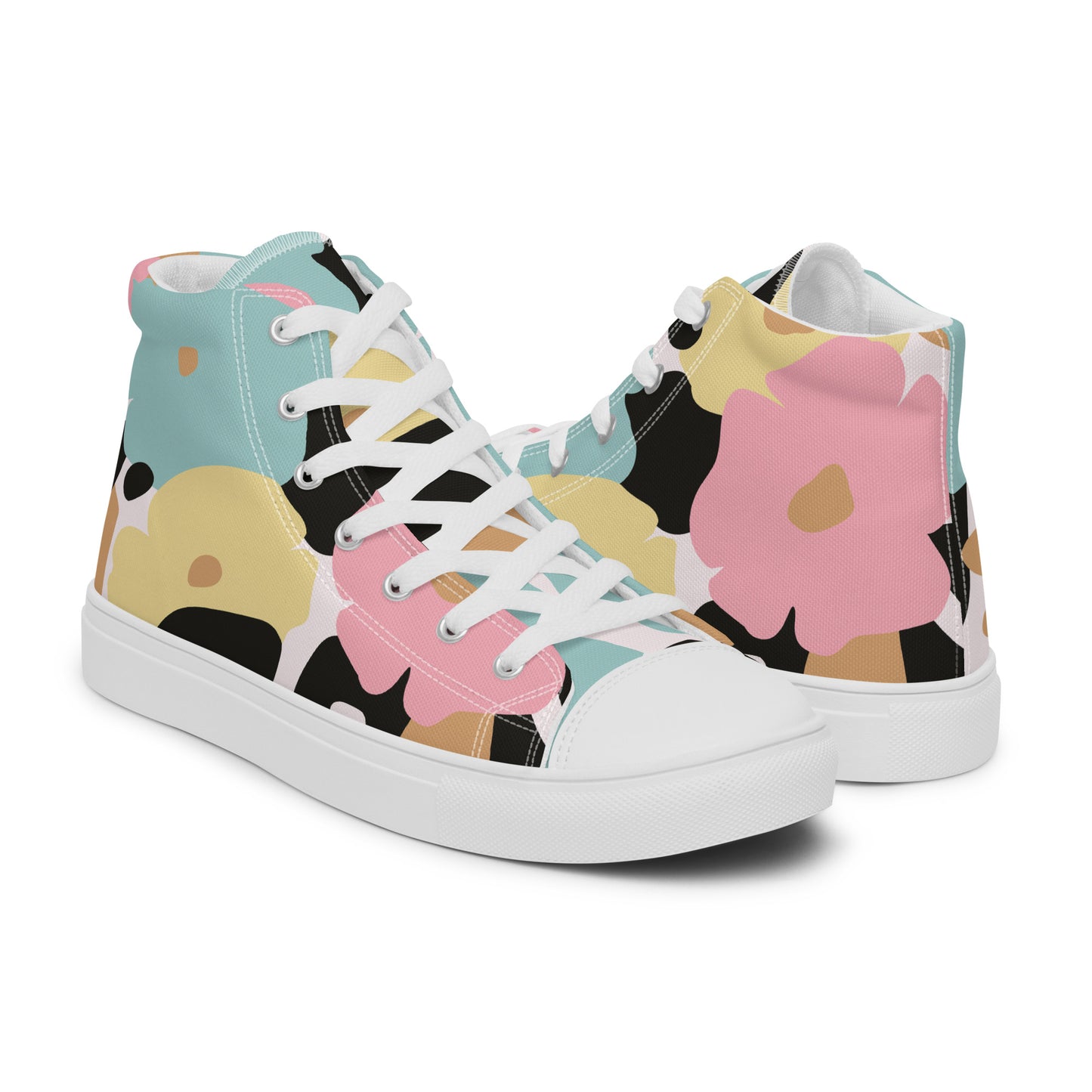 Baskets hautes en toile femme - Fleuri, Pastel – Légères et confortables – Minimaliste
