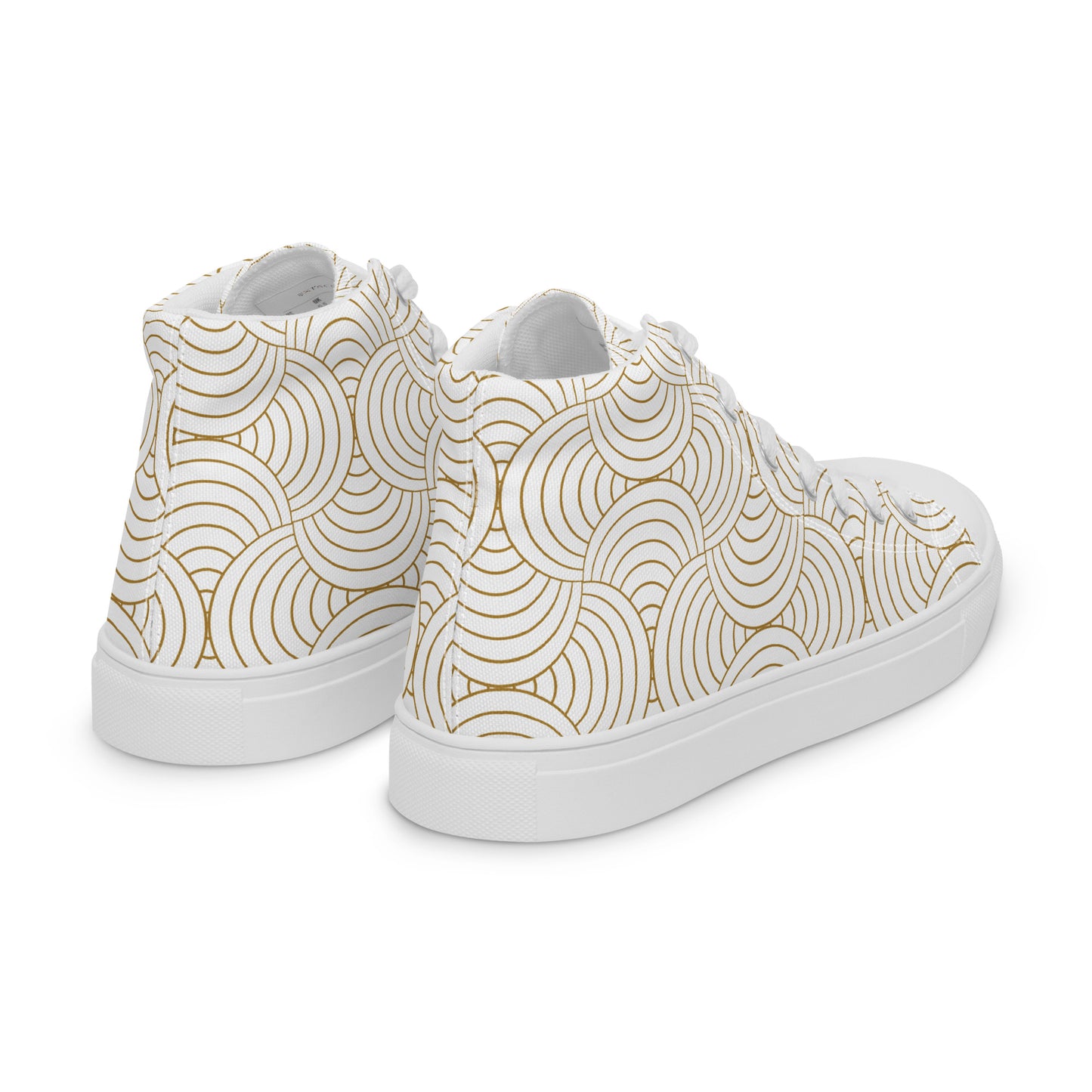 Baskets hautes en toile femme - Blanc et Or – Légères et confortables – Graphique