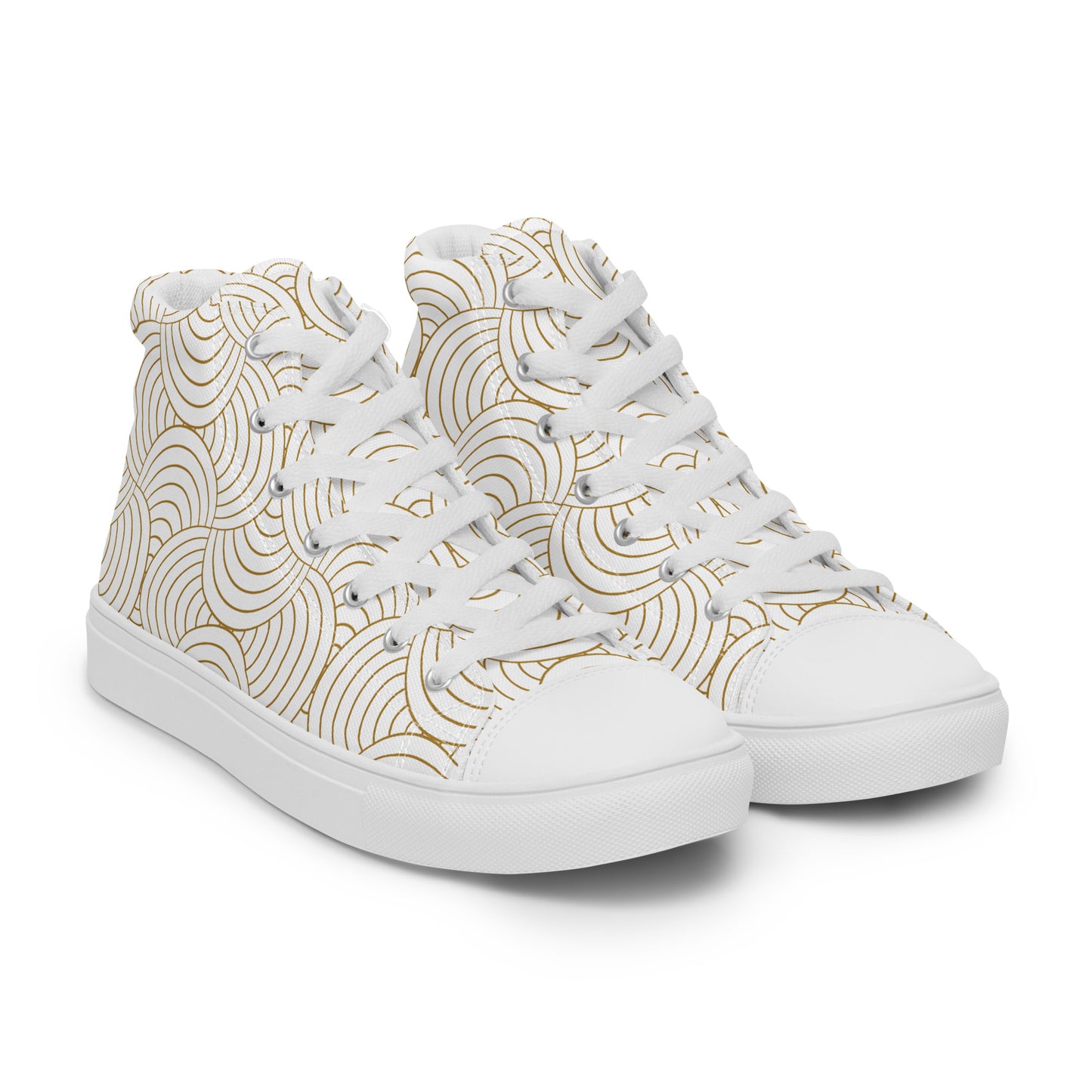 Baskets hautes en toile femme - Blanc et Or – Légères et confortables – Graphique