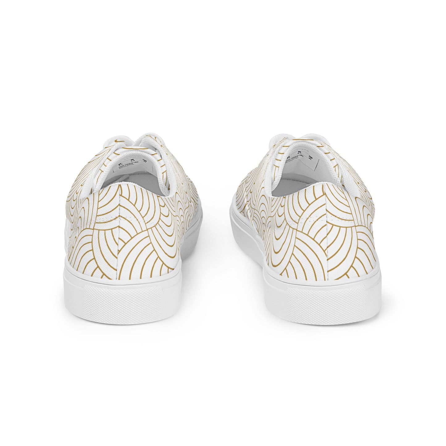 Tennis en toile pour femme - Blanc et Or – À lacets, légères et confortables – Graphique